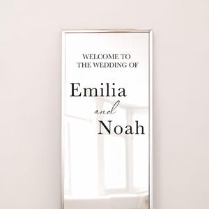 Willkommen Hochzeitsaufkleber | Personalisierbare Namen - Für Spiegel, Acryl, Pappe - Hochzeitsspiegel Beschriftung