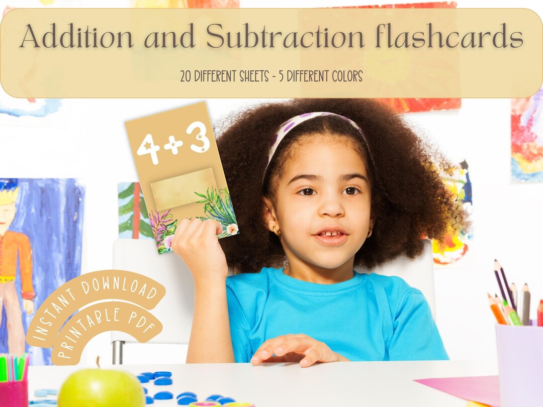 Printable Math Flashcards Math Worksheets Kindergarten Etsy