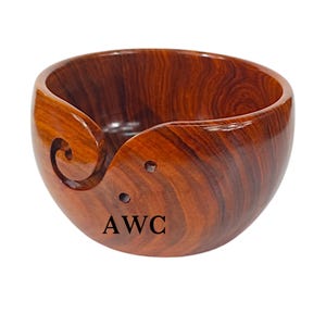 Cuenco de madera para hilo hecho a mano con patrón tallado decorativo, organizador de hilo de palisandro, ideal para tejer, regalo para el Día de la Madre.