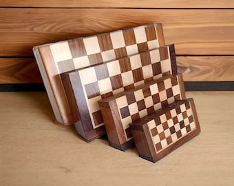 Magnetic Wooden Chess Set, Personalized Folding Travel Chess Set with Extra Queen, Birthday Gift for Kids, Portable Chess Board