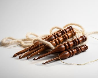 Handmade Rosewood Crochet Hook Set-12, Ergonomic Wooden Needles (3.5-12mm),  Ergonomic Yarn Tool, Mother's day Gifts.