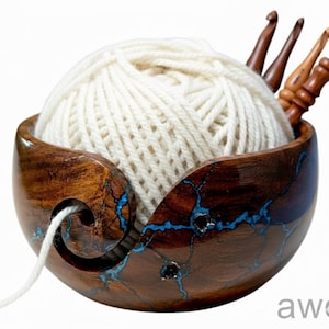 Wooden Yarn Bowl, Personalized Rosewood Yarn Storage, Decorative Weaving thread Bowl, Crochet Hook Set, Knitting Organizer, yarn Holder.