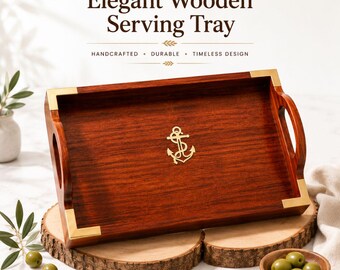 Personalized Wooden Serving Tray with Handles: Coffee, Tea, Breakfast Tray, Anniversary | Mother's day Gifts, Valentine's Day Gifts.