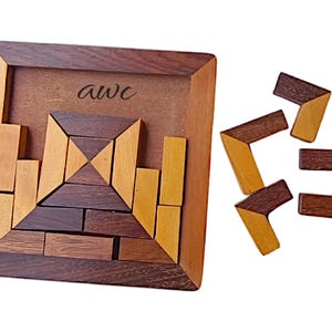 Personalized Wooden Logic Tetris Multi-Solution Block Puzzle, wooden Interlocking Brain Teasers, Puzzle for Kids, Mind educational Games