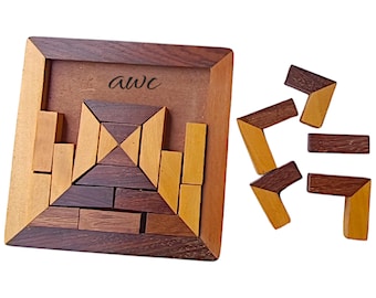 Personalisiertes Holzpuzzle: Ineinandergreifendes Denkspiel, Lernspiel, Logik Tetris, Blockpuzzle mit mehreren Lösungen, Geschenke für Kinder zum Geburtstag