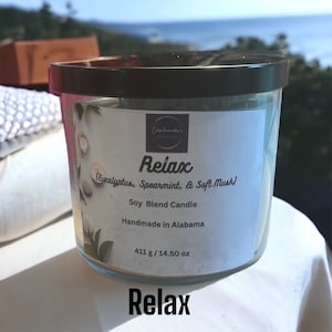 Relax Candle by CelebrationCandles / Eucalyptus & Spearmint Scent/ Relaxing/ Spa Candle/ self Care / 14.50 oz
