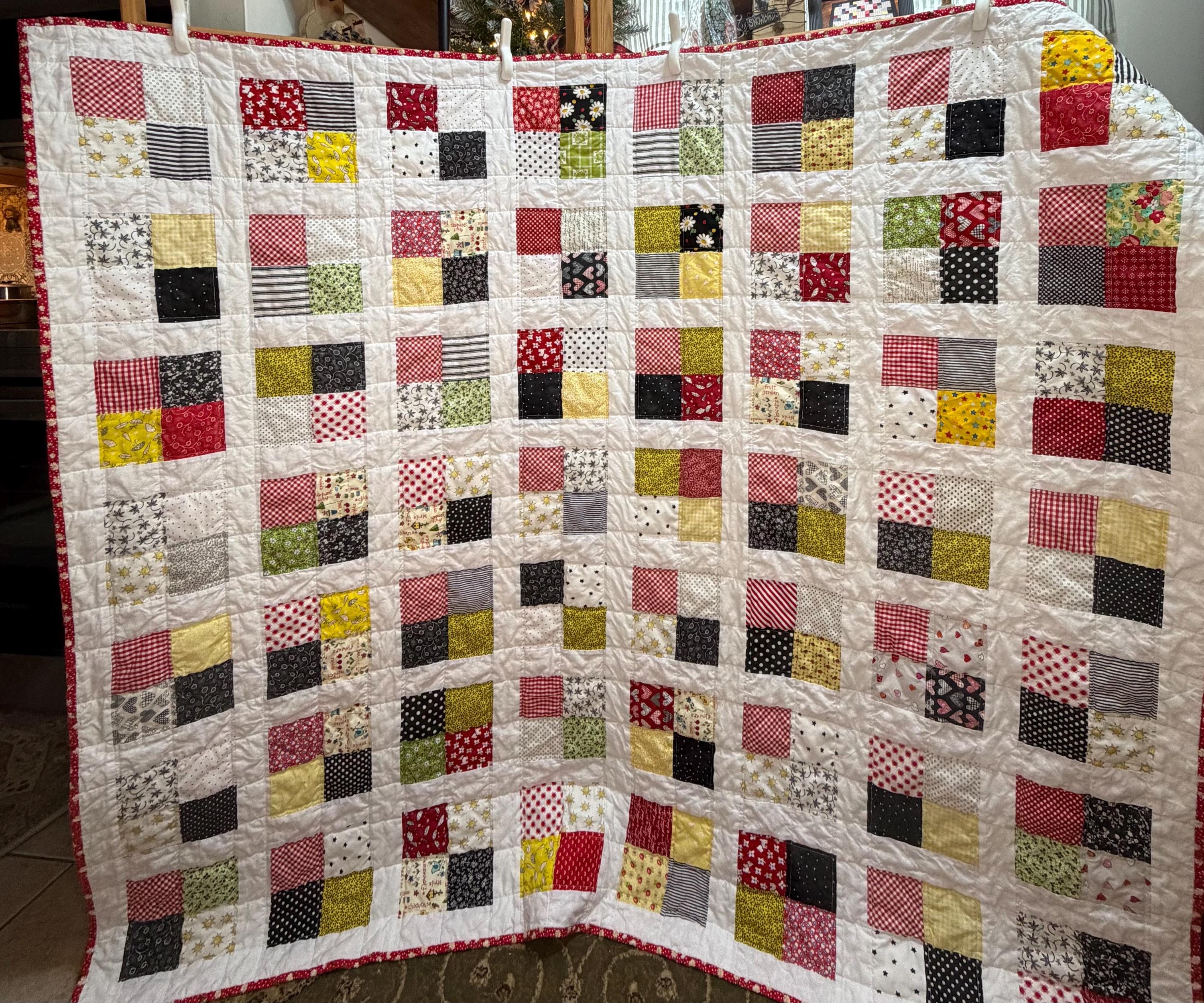 Handmade Scrappy Cotton Lap Quilt (55x63). - Etsy
