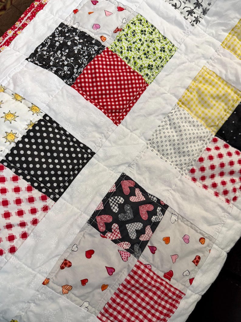 Handmade Scrappy Cotton Lap Quilt (55x63). - Etsy