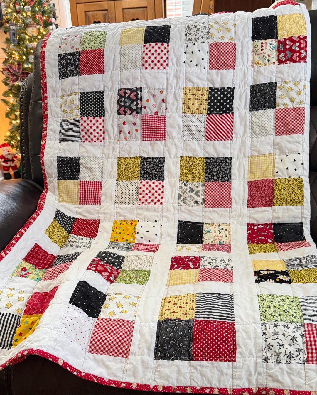 Handmade Scrappy Cotton Lap Quilt (55x63). - Etsy