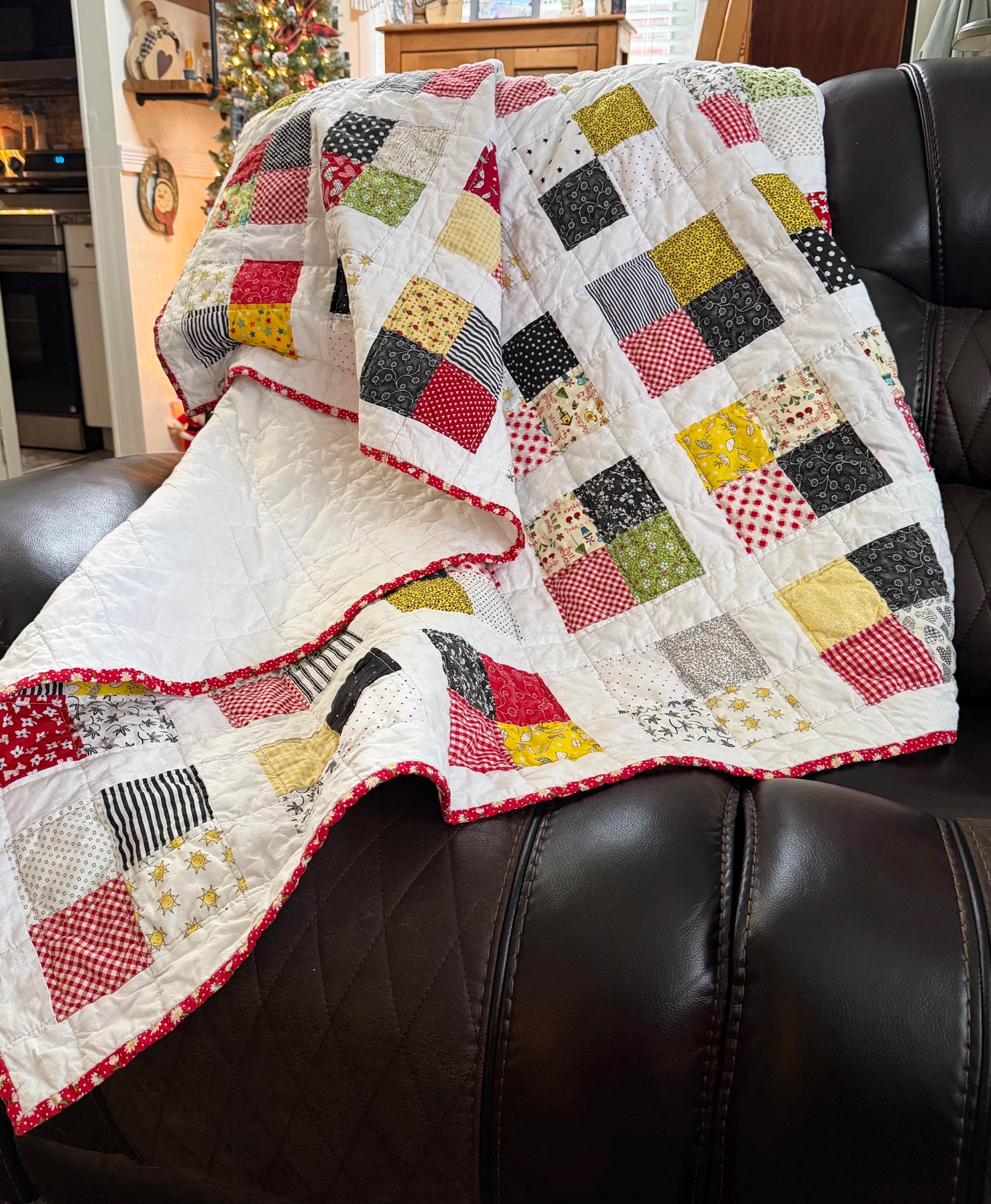 Handmade Scrappy Cotton Lap Quilt (55x63). - Etsy