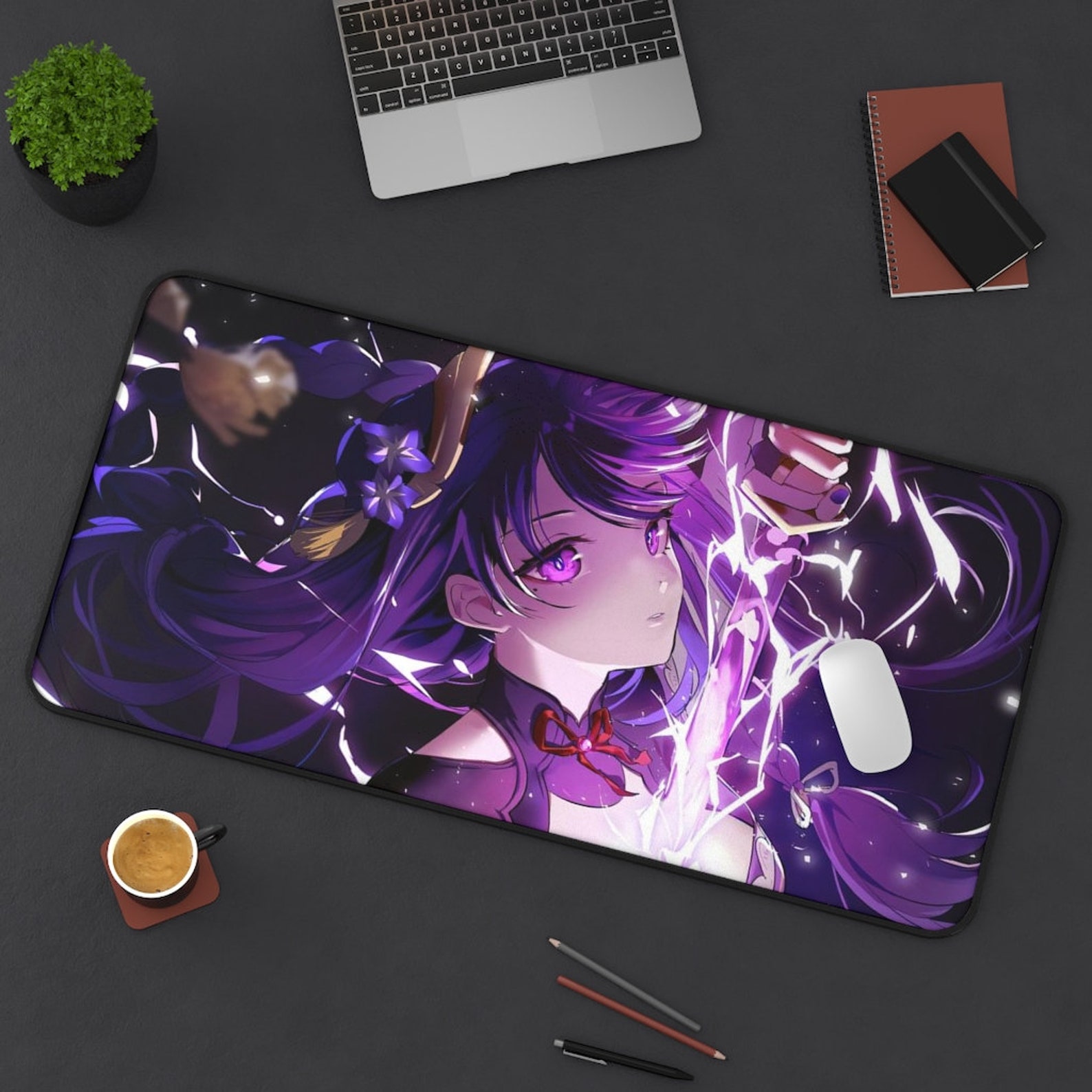 Raiden Shogun Genshin Impact Desk Mat Anime Desk Mat Anime Etsy België