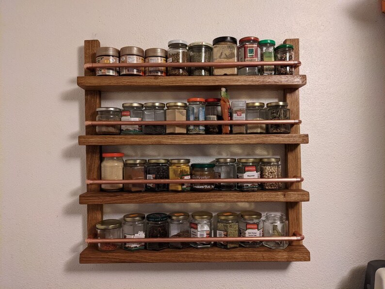 Handmade Spice Rack Hand Made of Solid Oak Wood and Copper Etsy