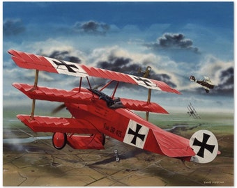 Thijs Postma - Poster - Der Rote Baron In Seiner Fokker Dr.I Jagd auf SE-5As