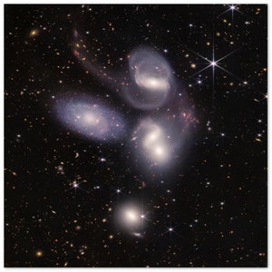 NASA - Poster - Aluminum - 4b. Stephan&#39;s Quintet (NIRCam Only) - James Webb Space Telescope