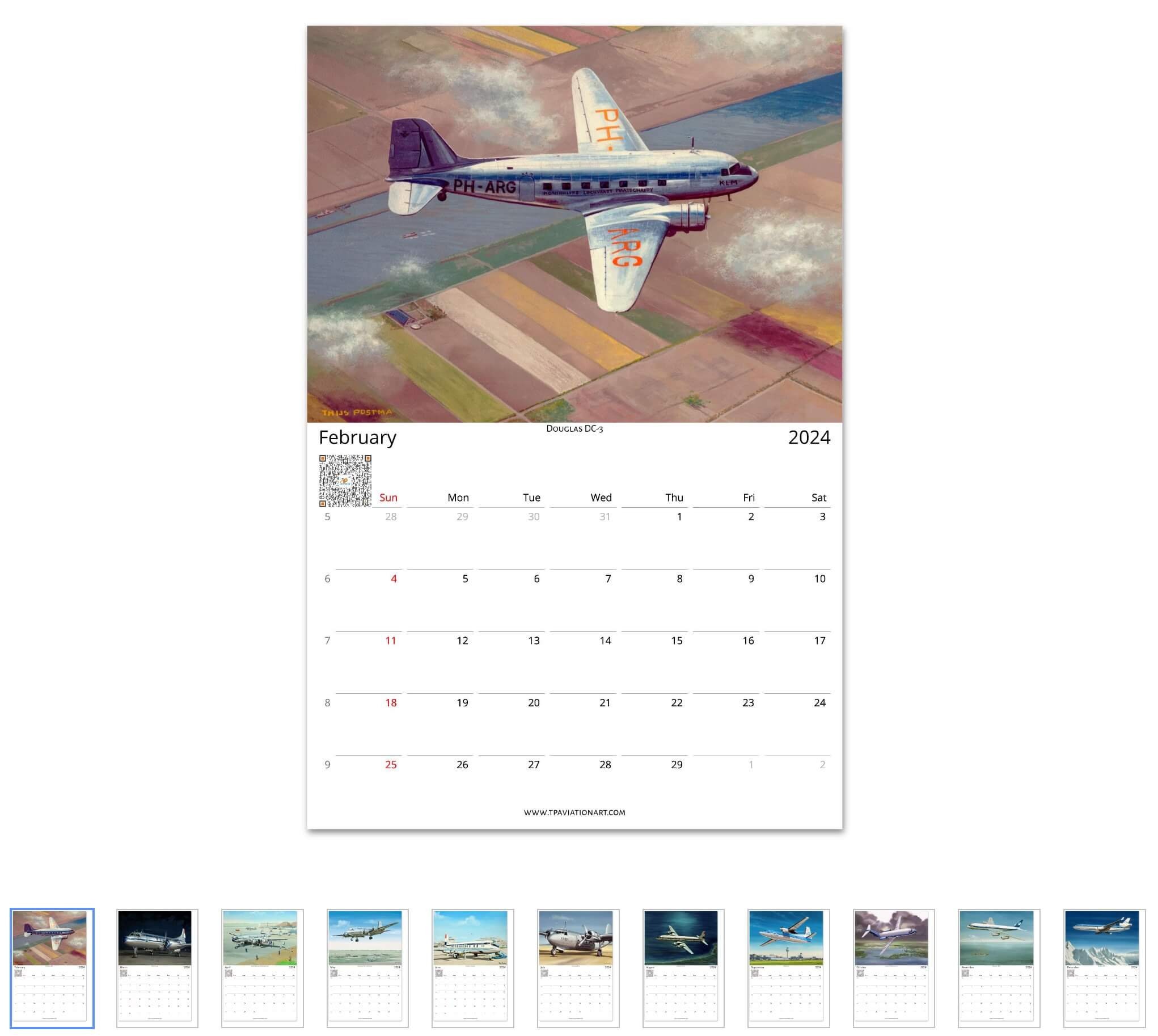 Thijs Postma Aviation Art Calendar 2024 KLM Selection US & CA Etsy