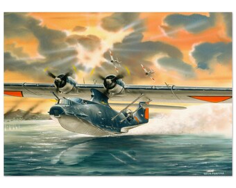 Thijs Postma - Poster - Convair PBY-5 Catalina Attacked By Zeros