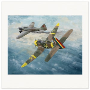 Thijs Postma - Poster - Romanian Heinkel He 112 Attacks Russian Ilyushin Il-4