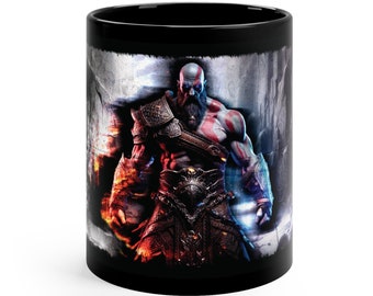 Kratos God Of War Black Ceramic Mug, Nordic Viking Mug, Epic Mug for Video Game Lover, God Of War Ragnarok