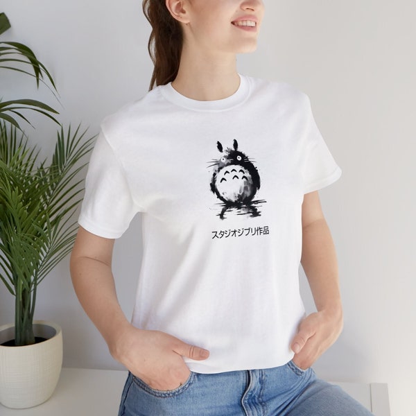T-shirt In Homage To Totoro Studio Ghibli, Unisex T-shirt Sumi-e Design, 100% Lightweight Cotton T-shirt Short Sleeves, My Neighbor Totoro