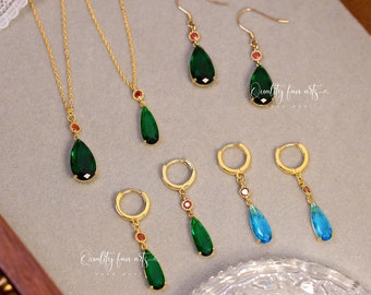 Emerald + Sterling Silver Made Howl Necklace Earrings Jewelry