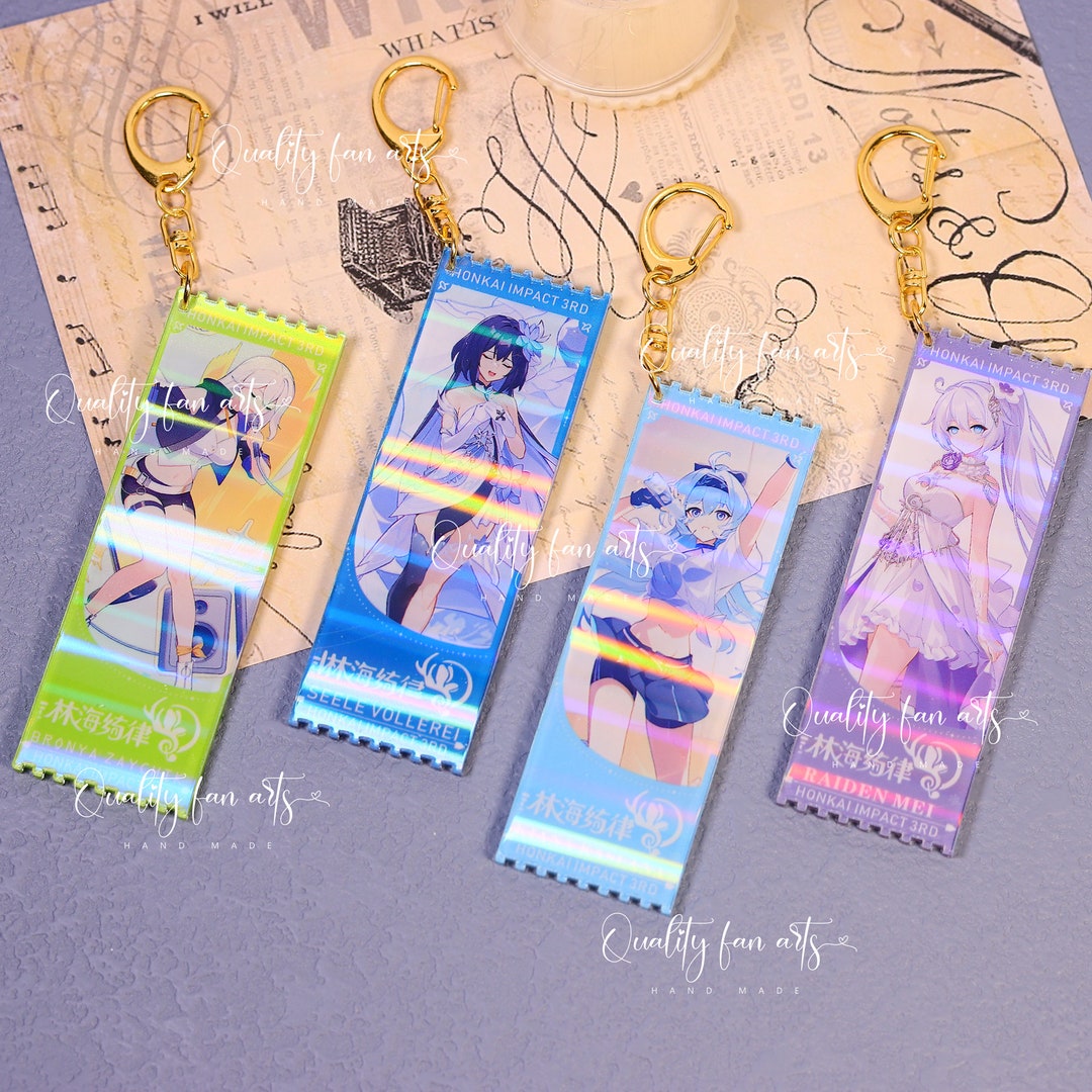 Honkai Impact 3rd Holographic Charms, Honkai Figurines Kiana, Raiden