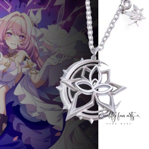 Honkai Impact Elysia Engraved Metal Pendant Necklace