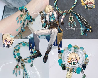 Honkai: Star Rail Aventurine Woven & Beaded Bracelet, Aventurine Gemstone Bracelet Length Customizable, Star Rail Jewelry Gift 砂金 アベンチュリン