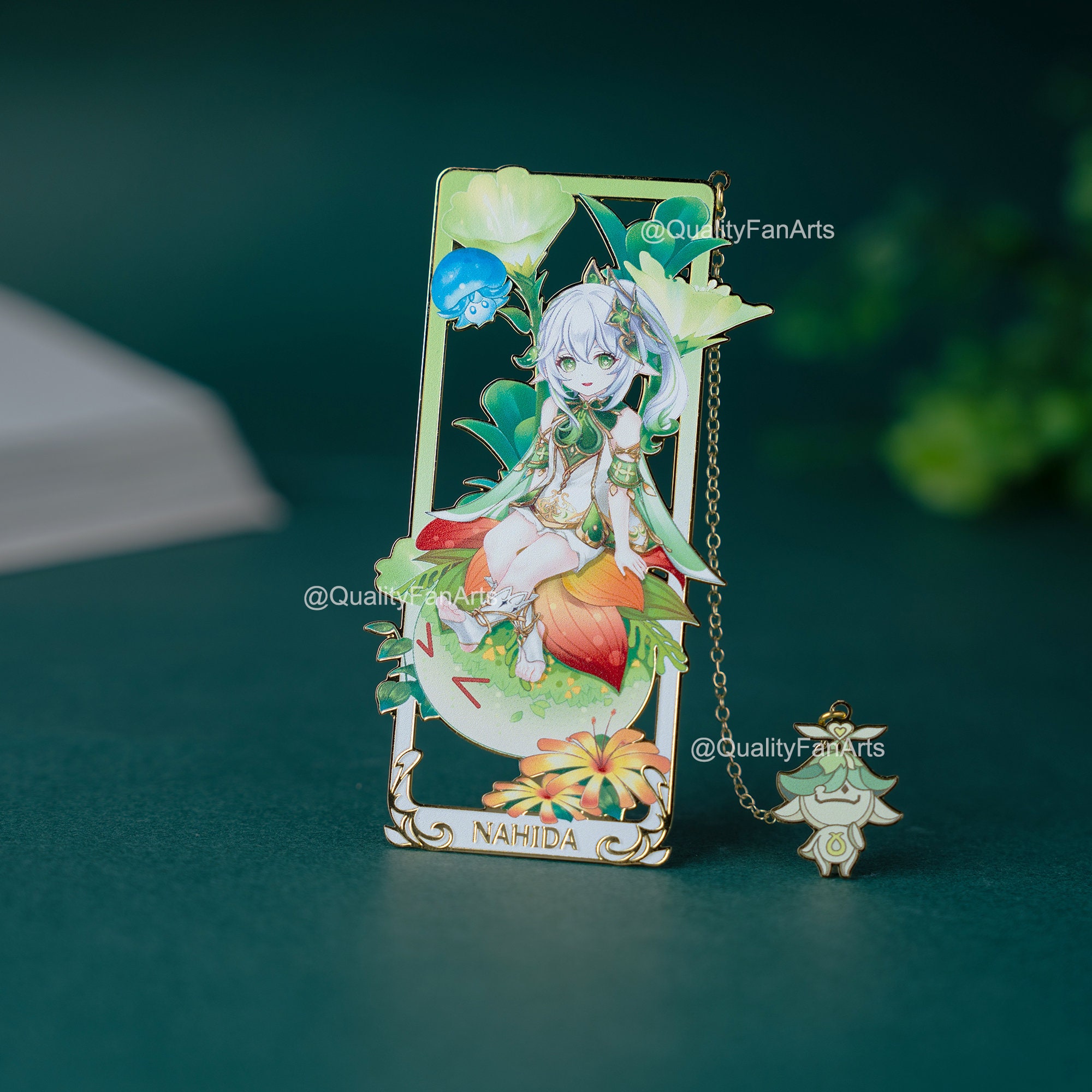 Original Genshin Impact Nahida Bookmark, Genshin Copper Bookmark with Gold Plating