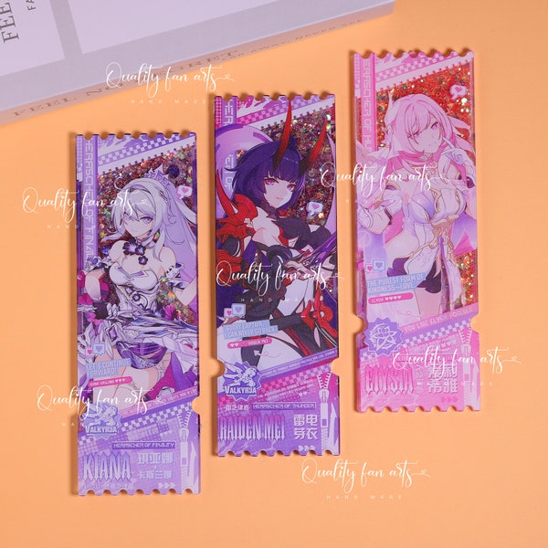 Honkai Impact 3rd Shaker Colotta Tickets, Honkai Figurines Raiden Mei, Kiana, Elysia, Different Pattern On Both Sides