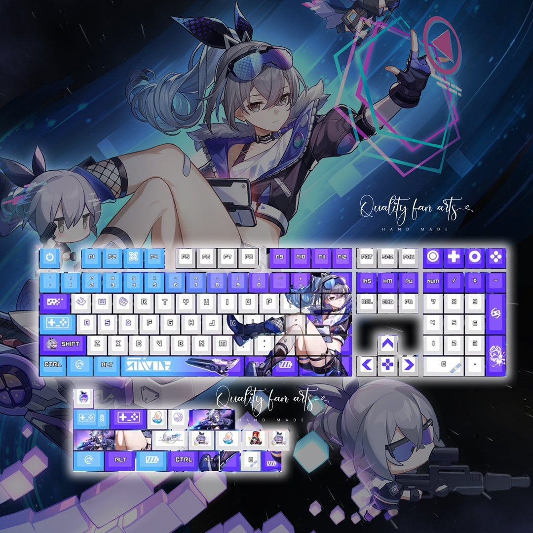 Honkai: Star Rail Silver Wolf Keycap/keyboard Set 129 PBT Dye ...