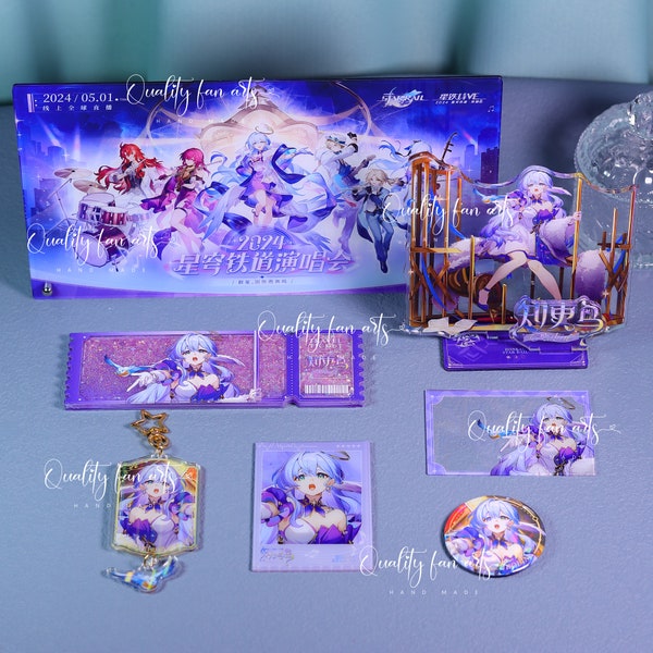 Honkai: Star Rail Robin-beeldjesset - Miss Robin Standee, sleutelhanger, badge, onderzetter, shaker-ticket