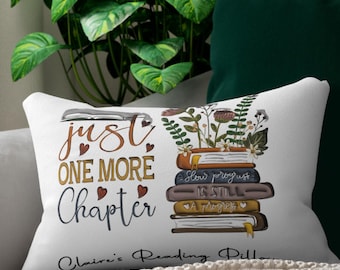 Custom Reading Lumbar Pillow, Books Pillows, Personalized Book Lover Gift, Bookish Reading Nook Decor