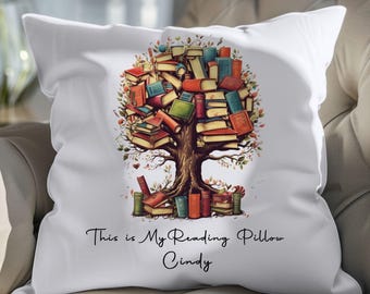Personalized Reading Pillow, Bookish Gift Book Lover, Custom Reading Throw, Book-themed Decor