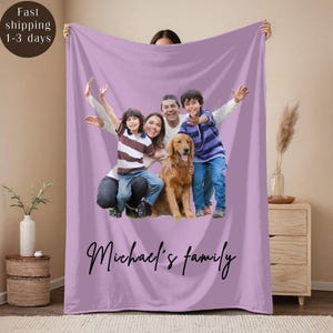 Personalized Photo Blanket, Custom Picture Blanket, Vacation Present, Photo Collage Blanket, Family Name Throw Blanket, Custom Family Gift