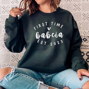Custom First Time Babcia Est 2023, Polish Grandma Gift, Personalized Pregnancy Announcement Shirt,  Babcia Shirt, Grandma Gift for Babcia