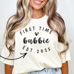 Personalized First Time Bubbie T-Shirt, Custom Jewish Grandma Gift, Pregnancy Announcement