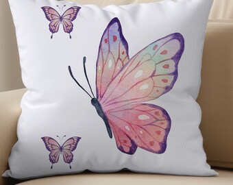 Personalised Butterfly 1-14 Birth Flowers Pillow Cover With Name And Text Housewarming Mother's Day Gift For Her