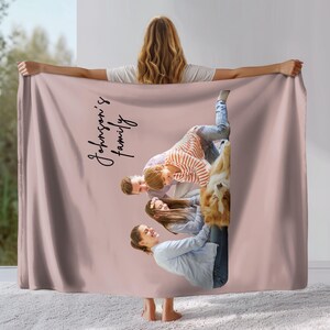 Personalized Photo Blanket, Custom Picture Blanket, Vacation Present, Photo Collage Blanket, Family Name Throw Blanket, Custom Family Gift