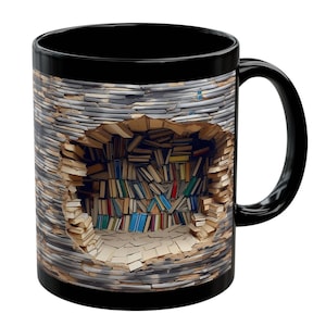 Bookshelf Mug: 3D Effect Book Lover Gift