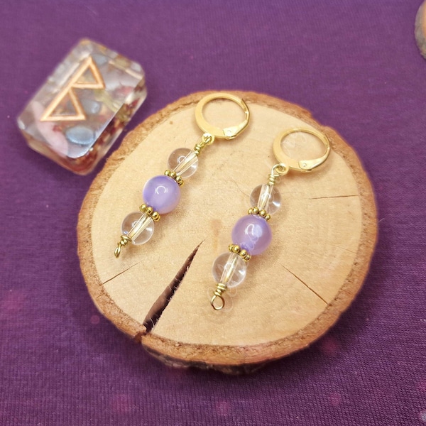 Purple Golden Catseyee Earrings • Lila Catseye Katzenauge Messing Ohrringe simple earrings hängeohrringe witches hexen magisch schmuck wicca