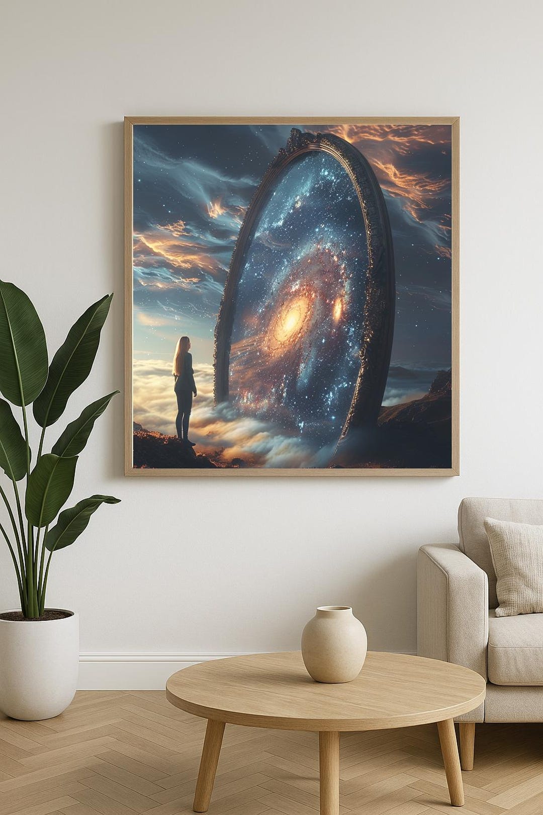 Galactic Mirror Portal – Surreal Fantasy Wall Art – Cosmic Gateway ...
