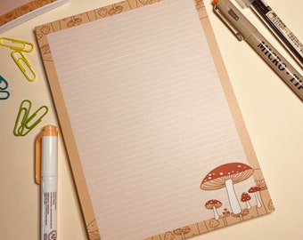 NOTEPAD: Red Mushrooms Aesthetic Notepad, Mushroom Notepad, Red Forest Mushroom Notepad, Lined Notepad, Cottage core Notepads