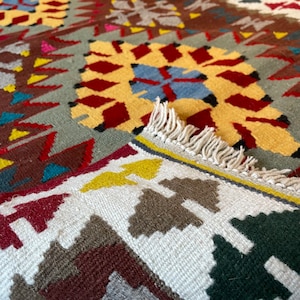 Alfombra turca tradicional de lana orgánica tejida a mano