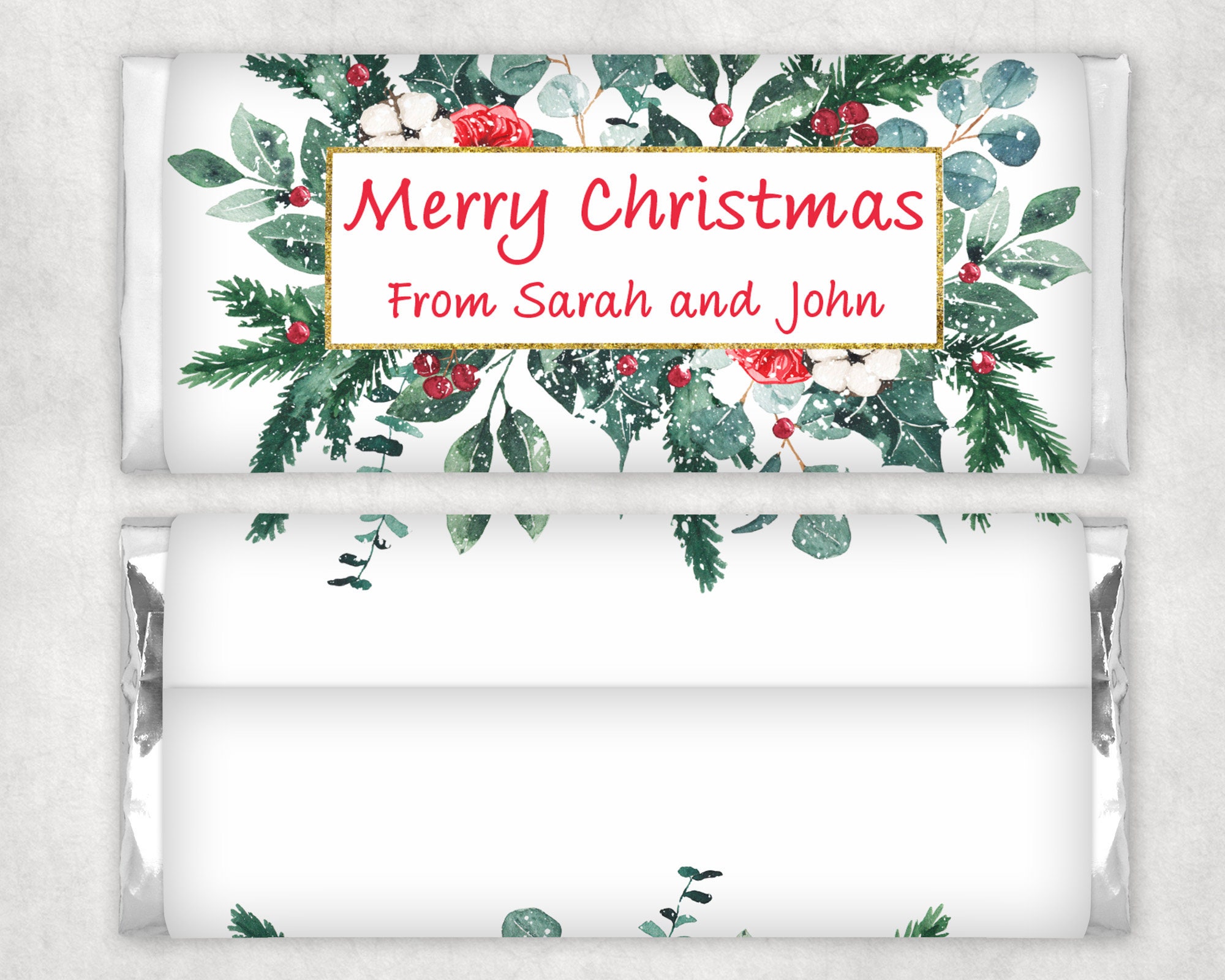 Template Christmas Rapper Christmas Wreath Chocolate Bar Template, Digital Chocolate Wrapper ...