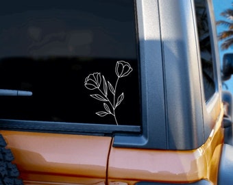 Flower Plant Decal | Botanical Leaf Sticker | Vinyl Sticker for Tumbler, Laptop | Plant Lover Gift | Window Sticker | Car Decal for Women