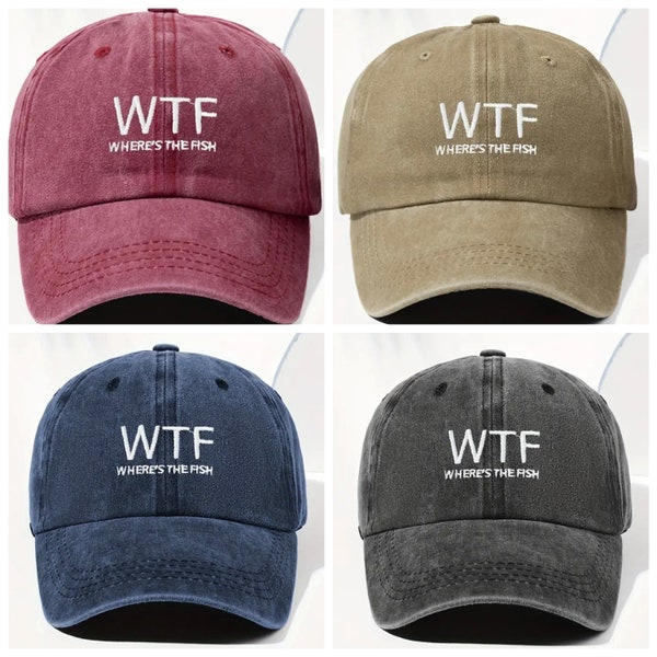 WTF Where’s The Fish Funny Fisherman washed Cap Unisex Men /Women Hat