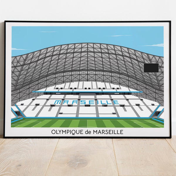 Marseille, Stade de Marseille, France, Ligue 1, Affiche de Marseille, Imprimable, Football, Fans de Football, Cadeau, Art mural, Imprimable