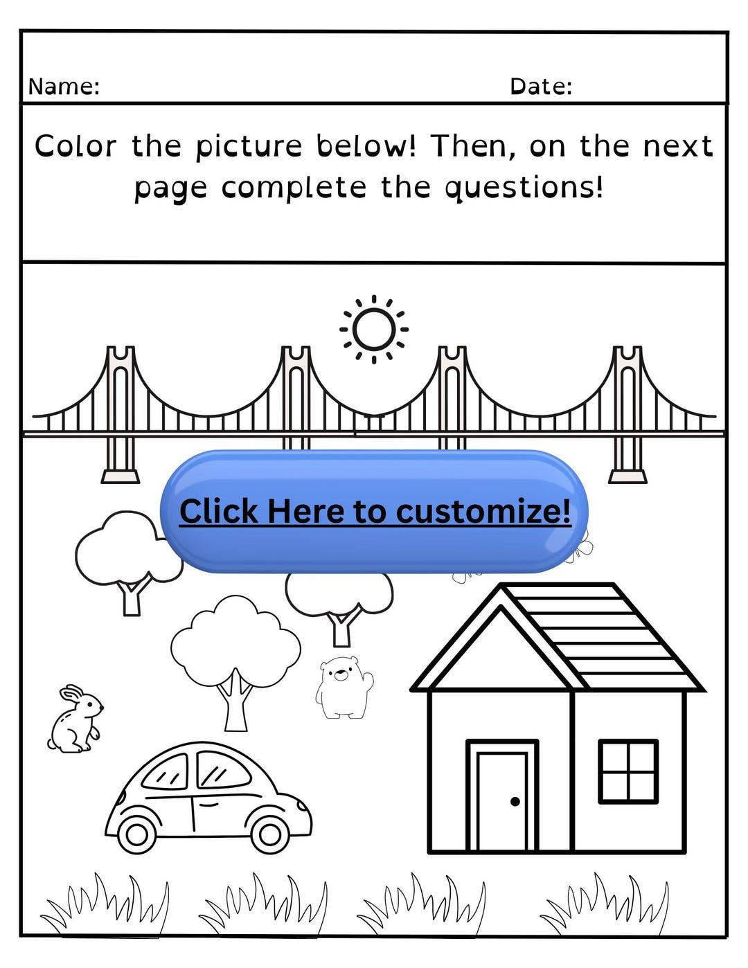 Editable Coloring Worksheet Template: Getting to Know You! | Printable ...