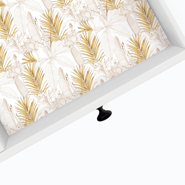 Golden Palm | Drawer Liner | Shelf Liner | Contact Paper | Home Decor | Peel and Stick | Adhesive & Non Adhesive