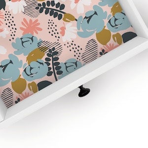 Molly / Revestimiento de cajones / Diseño floral / Revestimiento de estantes / Papel de contacto / Decoración del hogar / Despegar y pegar / Adhesivo y no adhesivo